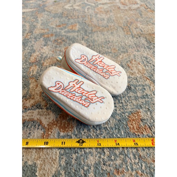 Harley Davidson Infant Baby Crib Shoes White Orange Blue - Picture 7 of 9